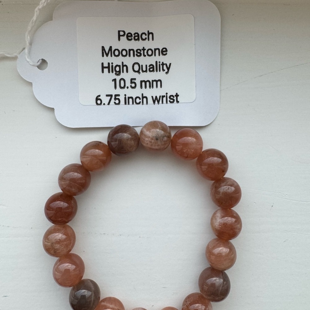 Peach Moonstone Beaded Bracelet